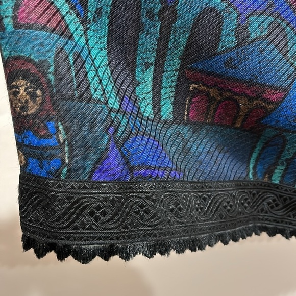 Vintage Hammerschmid Trachten Wool Folk Art Print Women Skirt Size 42 Medium - Picture 6 of 10